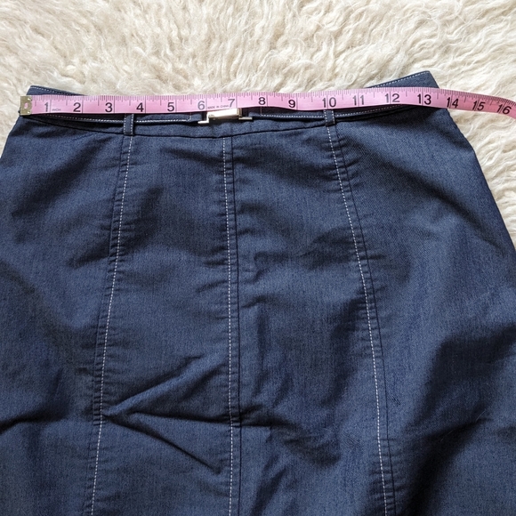 Vintage High Waisted Lee Dark Indigo Belted Pencil Skirt 6M - Picture 6 of 9